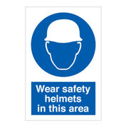 Wear Safety Helmets In This Area Sign